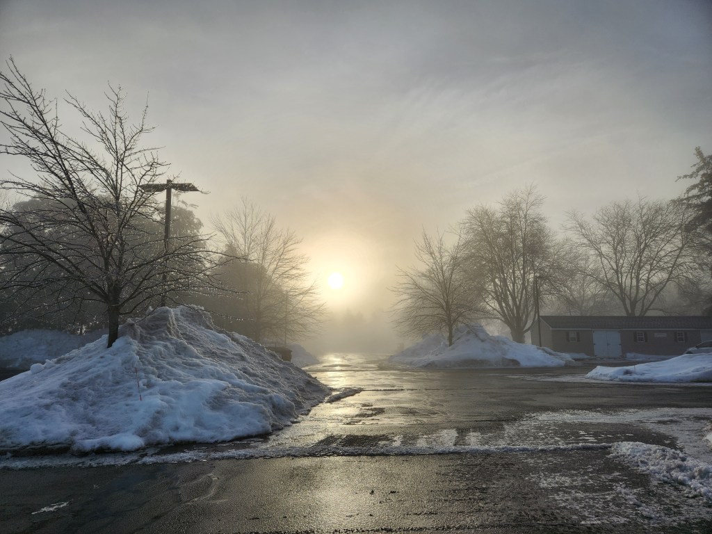 An ice covered day, foggy, but no matter the day God's glory will shine through.